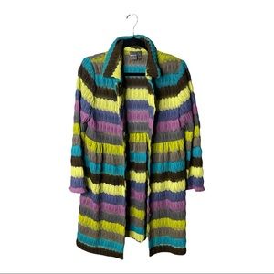 Anthracite by Muse Multi Color Stripe Crochet Open Front Cardigan | 8